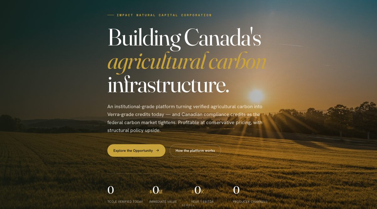 Impact Natural Capital β building Canada's agricultural carbon infrastructure